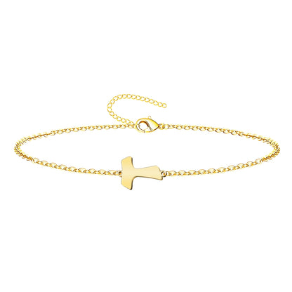Pulsera Cruz Tau Acero inoxidable color Dorado