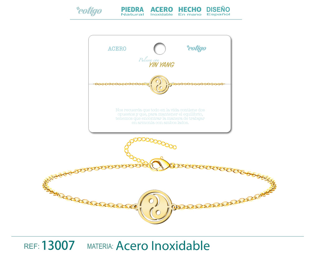 Pulsera Yin Yang en Acero Inoxidable – vista principal del diseño yin yang