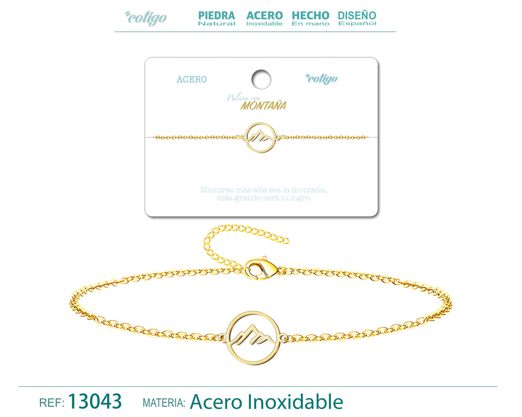Pulsera Montaña en Acero Inoxidable – vista principal del diseño montaña