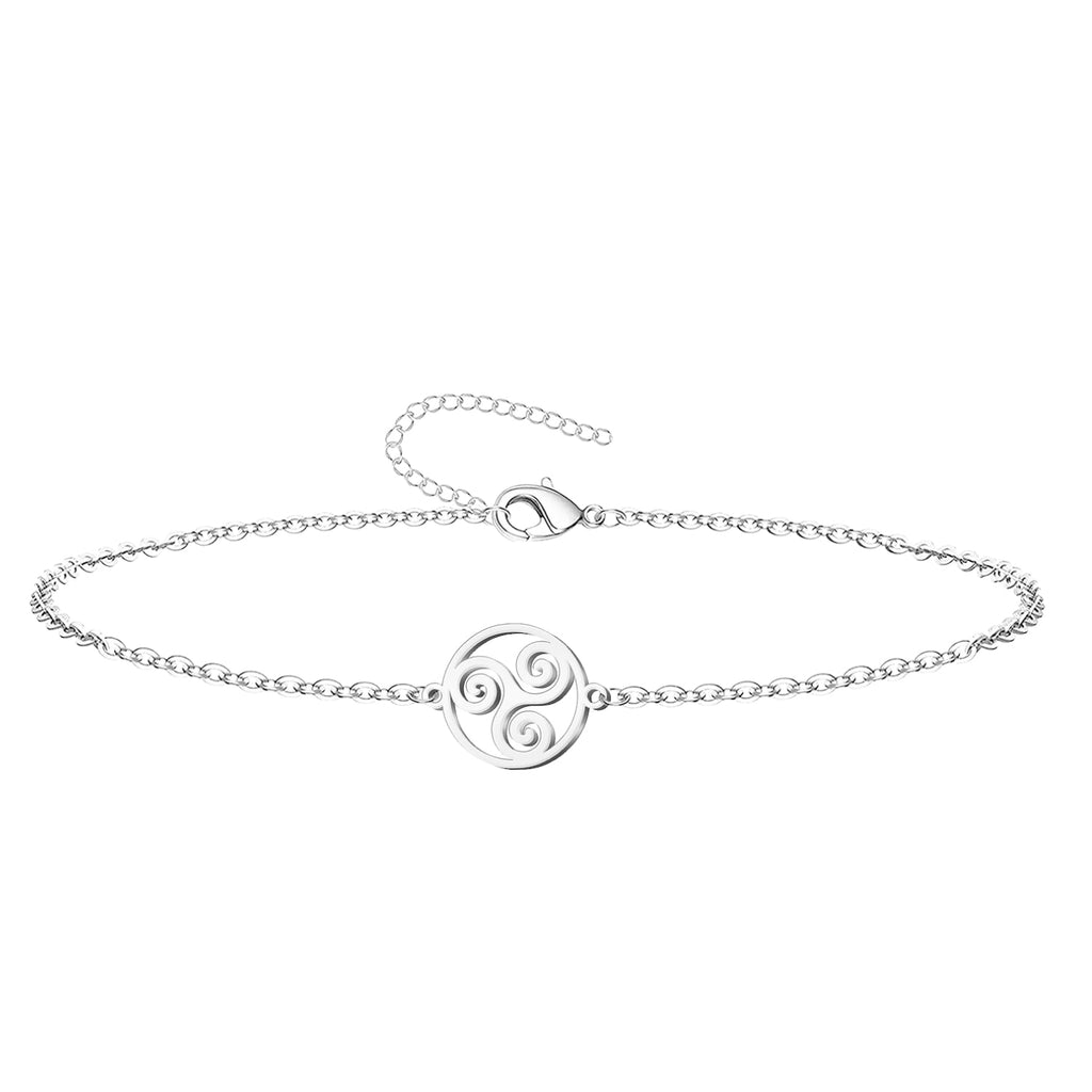 Pulsera de acero plateado con trisquel celta diseño elegante