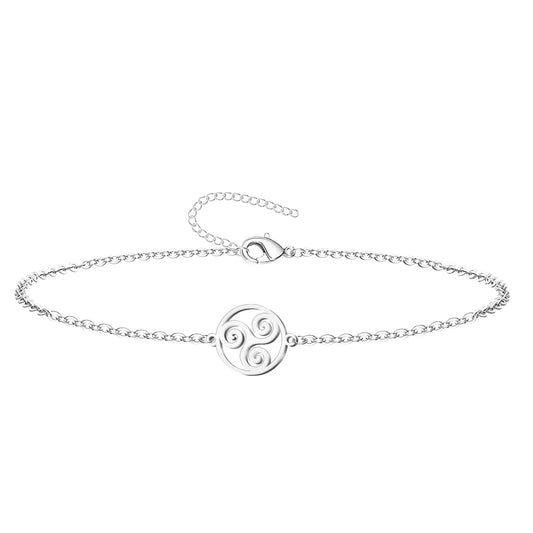 Pulsera de acero plateado con trisquel celta diseño elegante