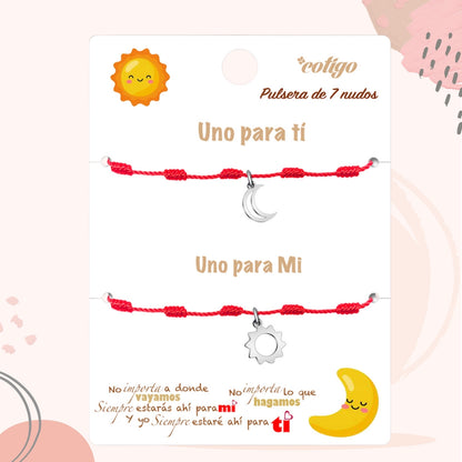 2 pulseras 7 nudos 💕 Una para ti, una para mí. Regalo con significado para Amor, Pareja, Amistad, Familia. Además