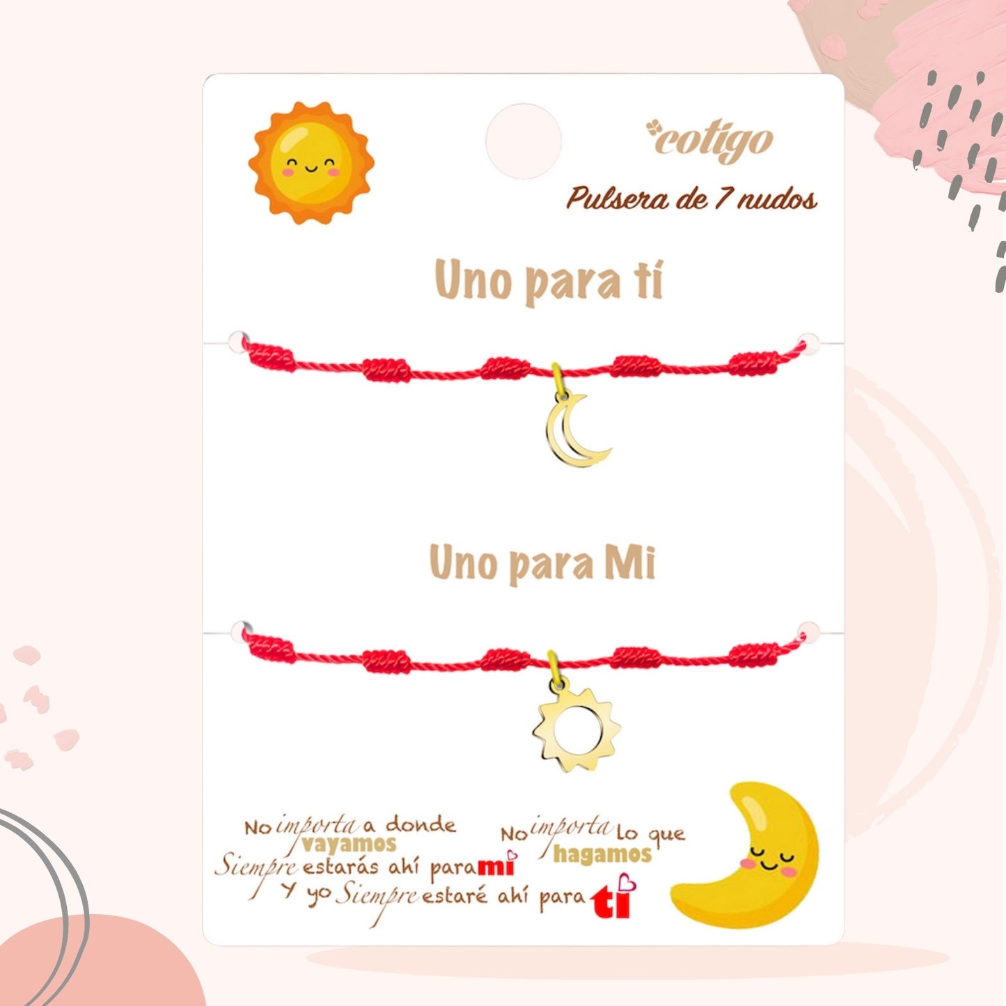 2 pulseras 7 nudos 💕 Una para ti, una para mí. Regalo con significado para Amor, Pareja, Amistad, Familia. Además