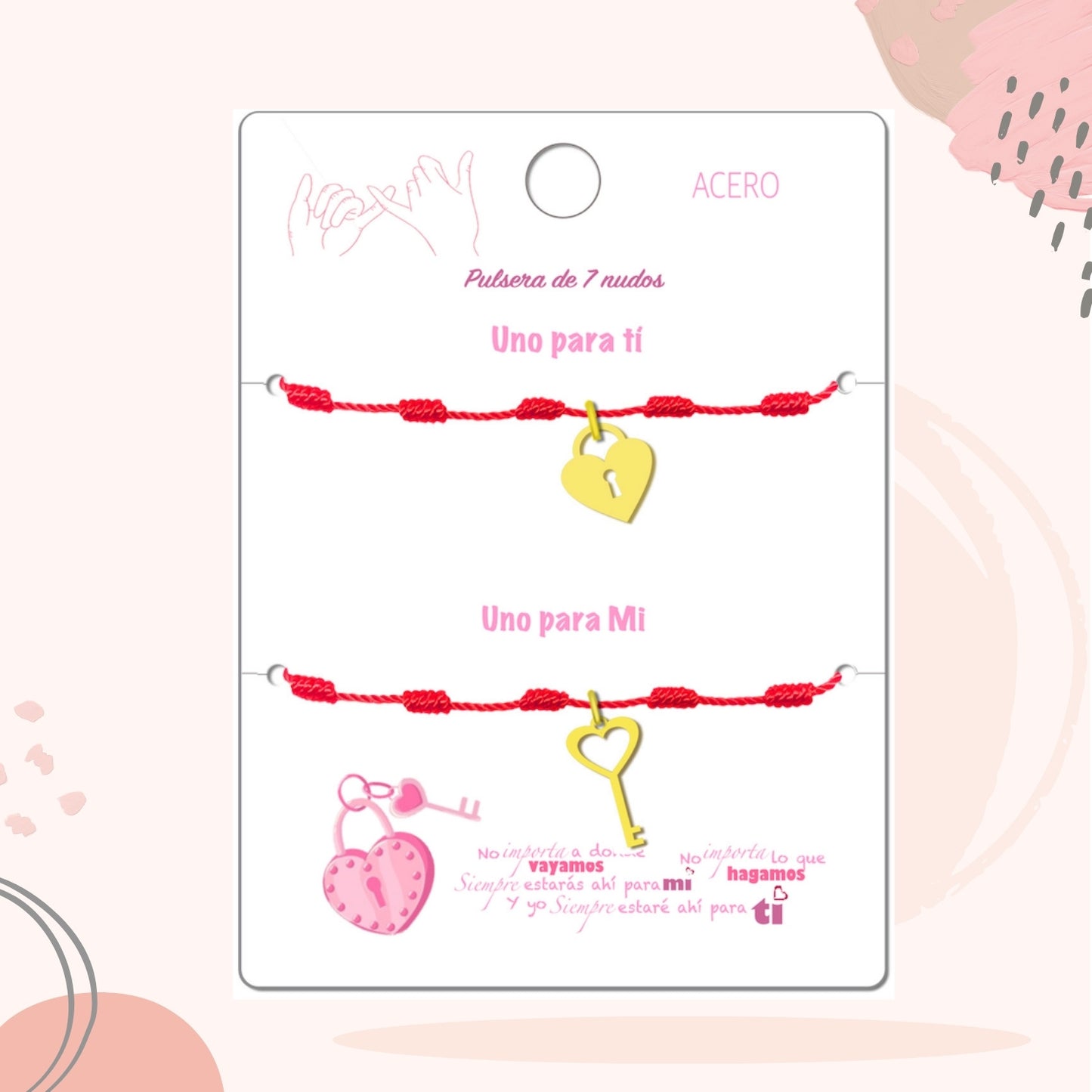 2 pulseras 7 nudos 💕 Una para ti, una para mí. Regalo con significado para Amor, Pareja, Amistad, Familia. Además
