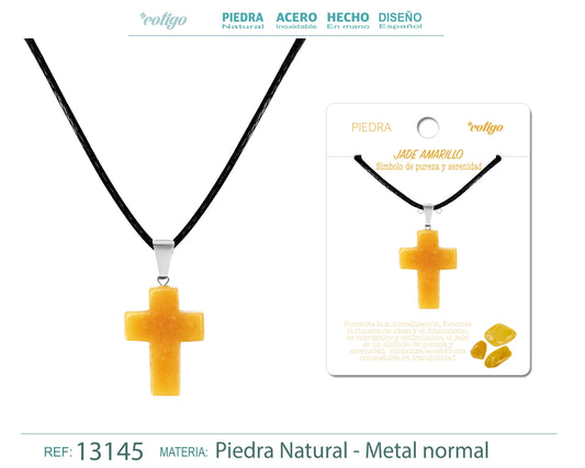Colgante Cruz de piedra Jade amarillo