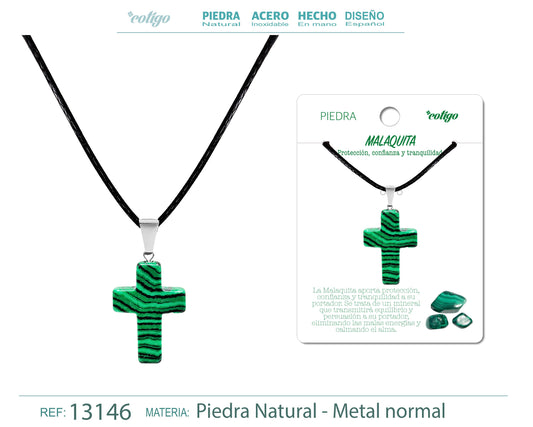 Colgante Cruz de piedra Malaquita