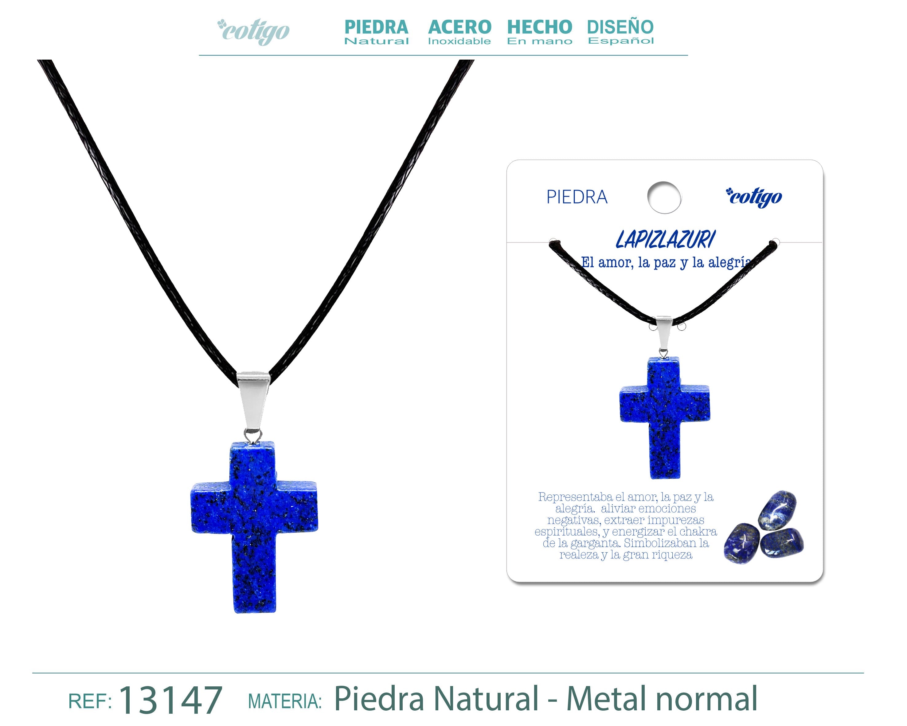 Colgante Cruz de piedra Lapislazuli - cotigo