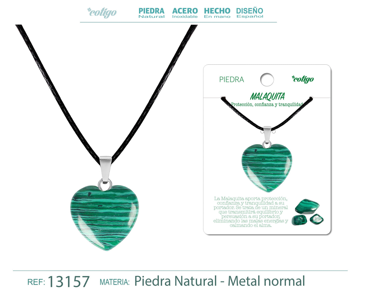 Colgante Corazón de piedra Malaquita