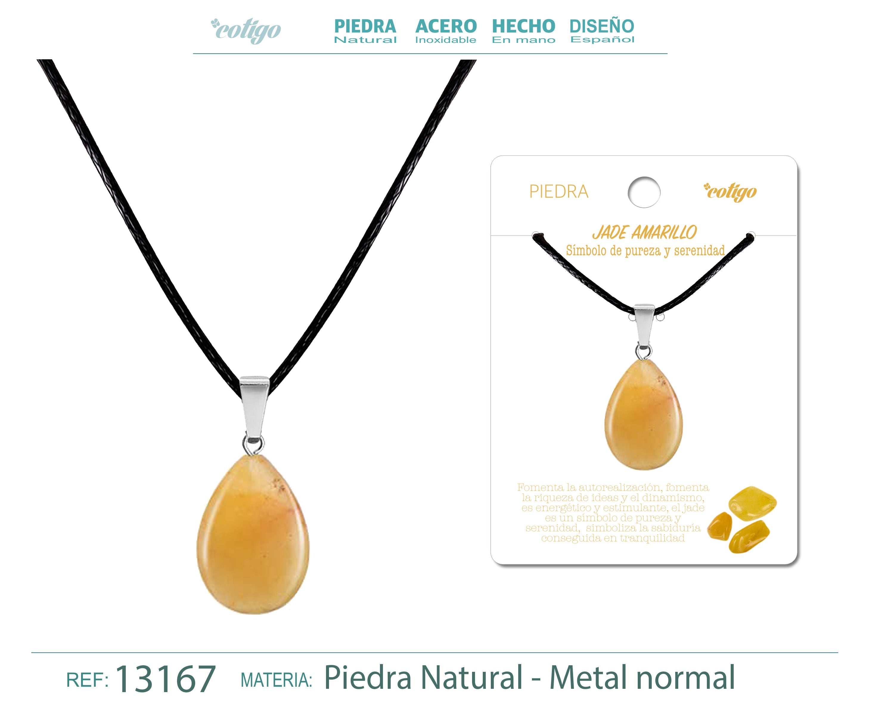 Colgante Gotita plana de piedra Jade amarillo - cotigo