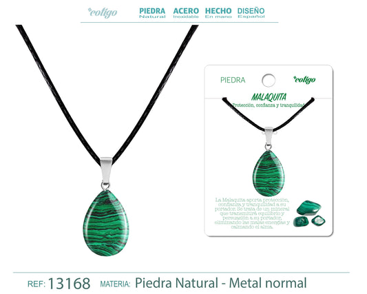 Colgante Gotita plana de piedra Malaquita