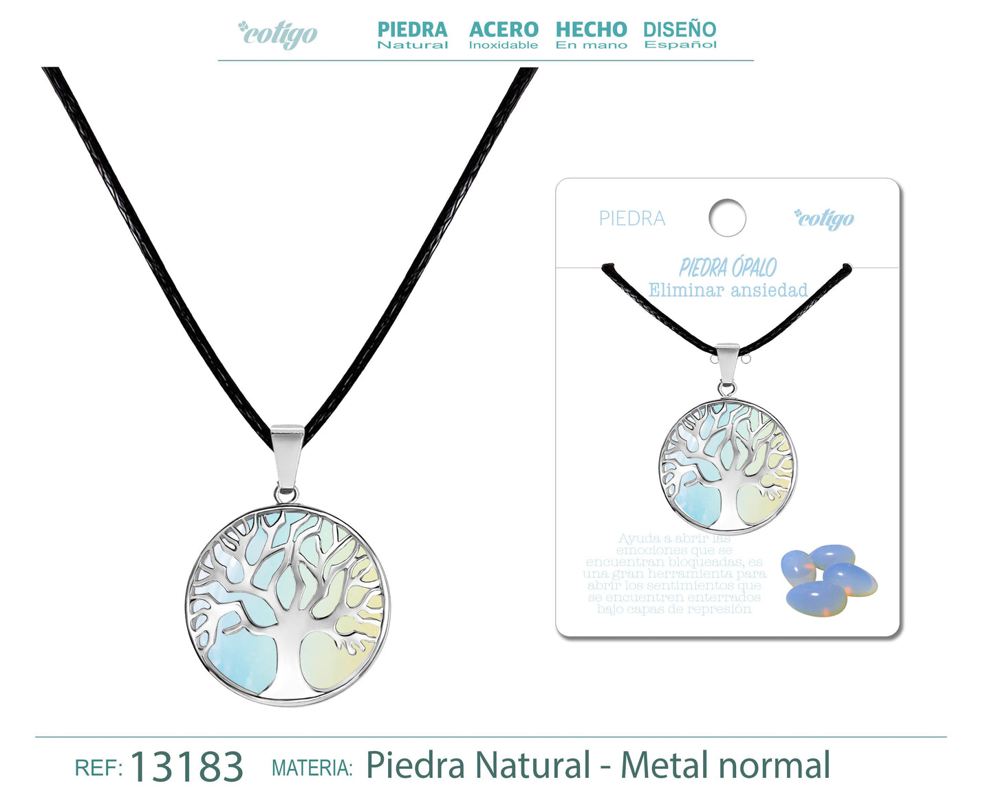 Colgante árbol de vida de piedra ópalo