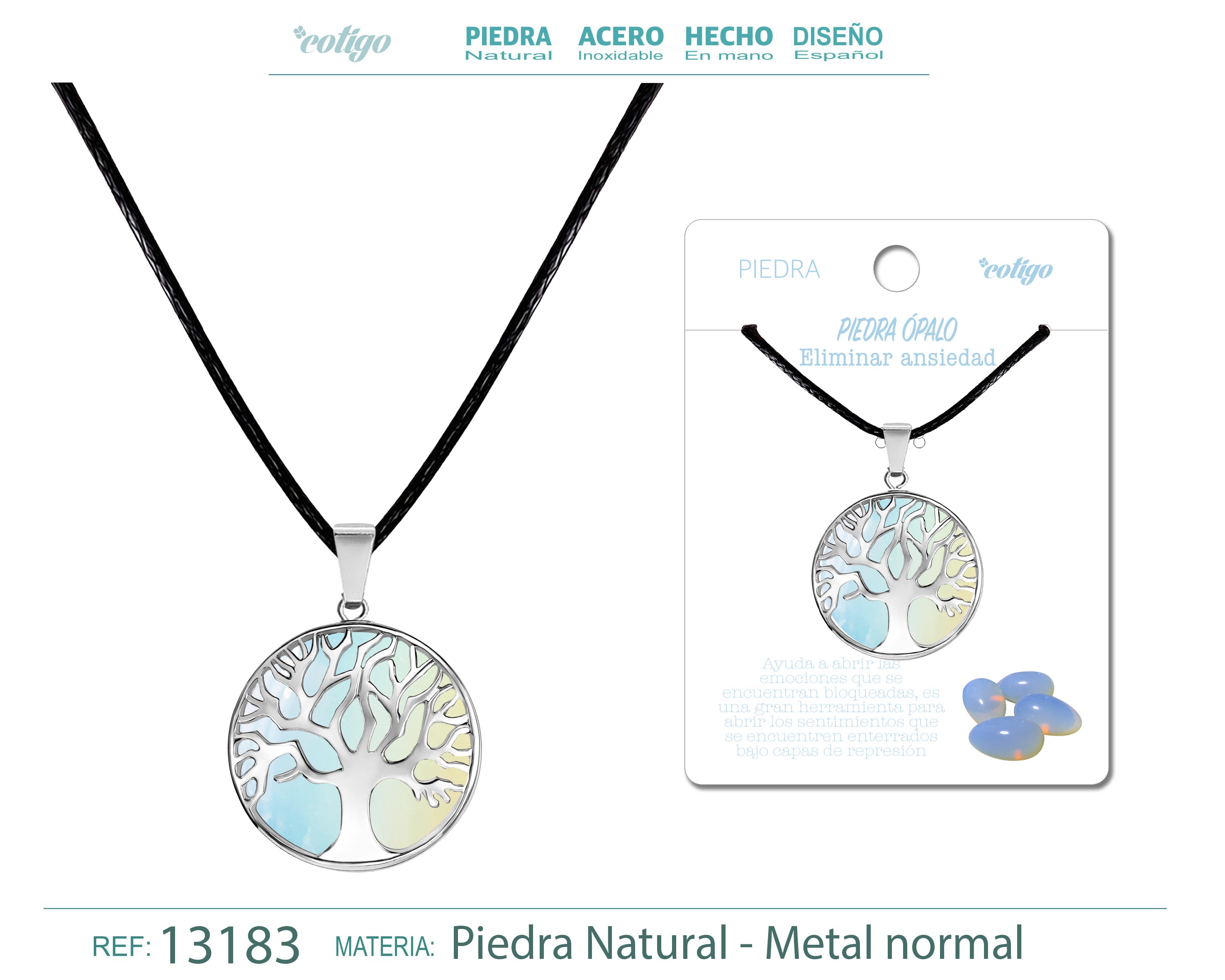 Colgante árbol de vida de piedra ópalo - cotigo