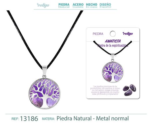 Colgante árbol de vida de piedra Amatista