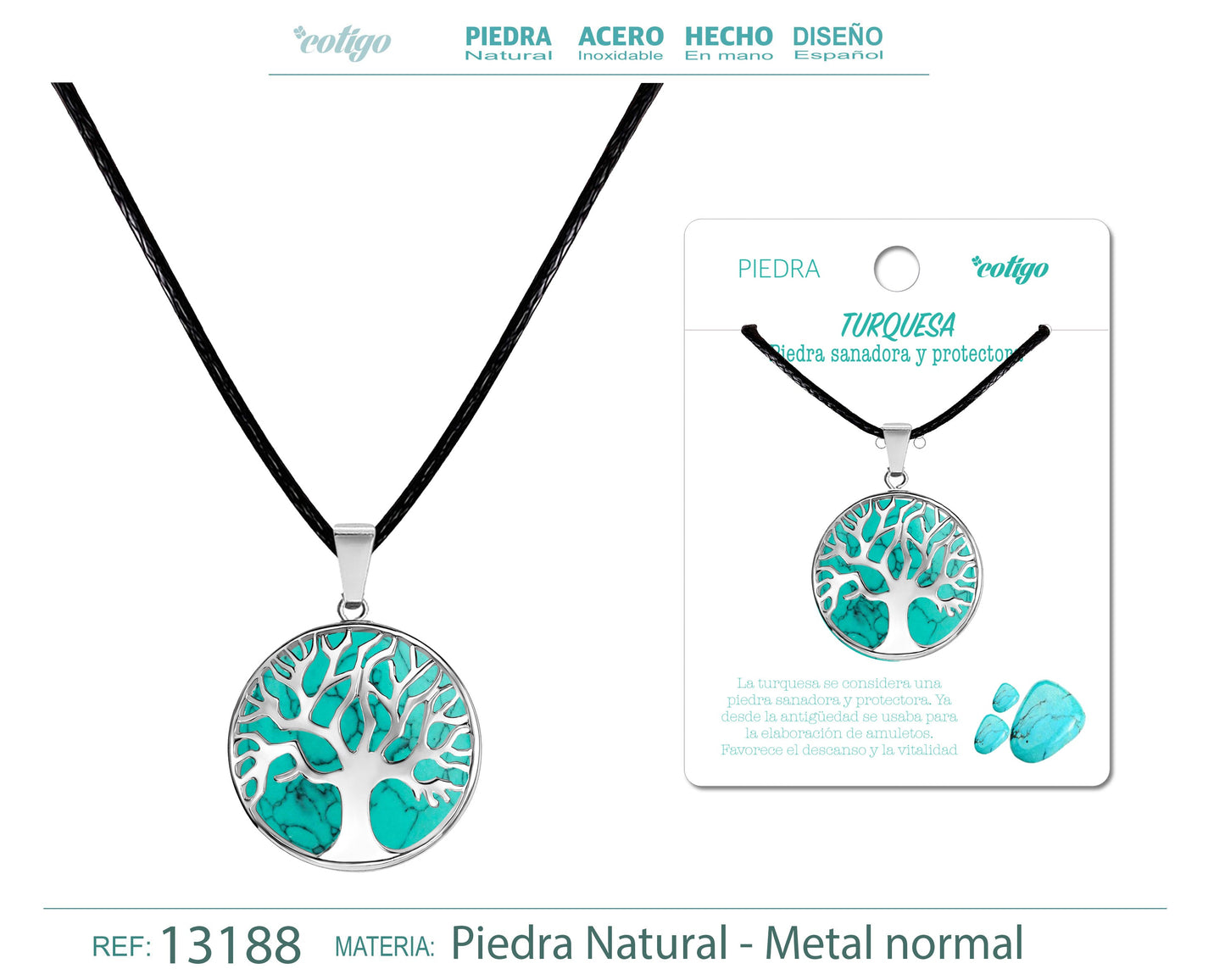 Colgante árbol de vida de piedra Turquesa