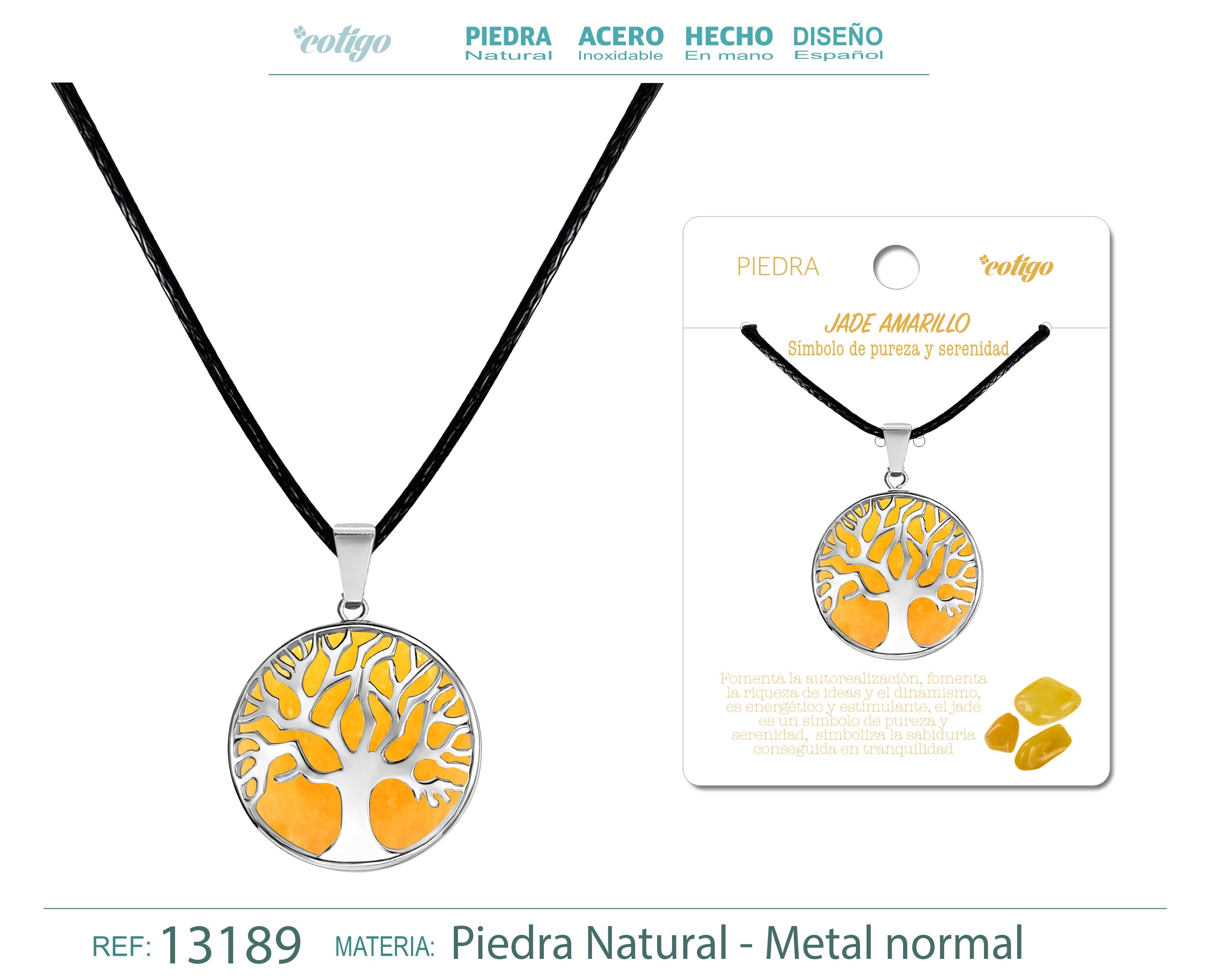 Colgante árbol de vida de piedra Jade amarillo - cotigo