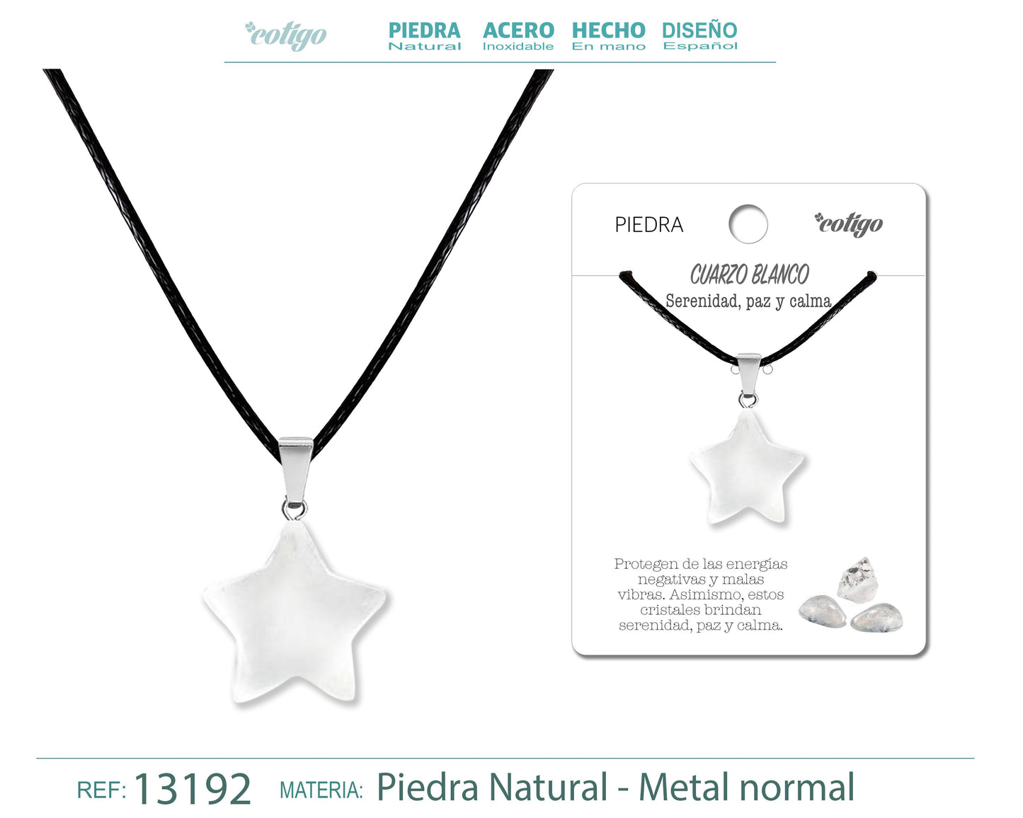 Colgante Estrella de piedra Cuarzo blanco