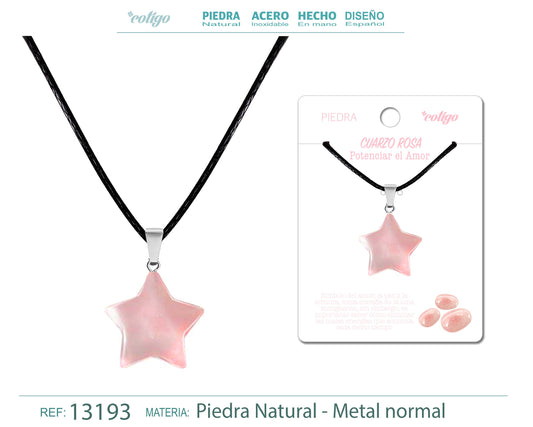 Colgante Estrella de piedra Cuarzo rosa