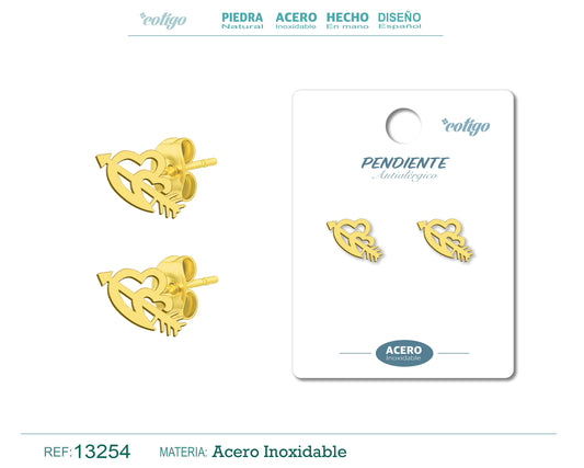 Pendiente Acero  Inoxidable color Dorado