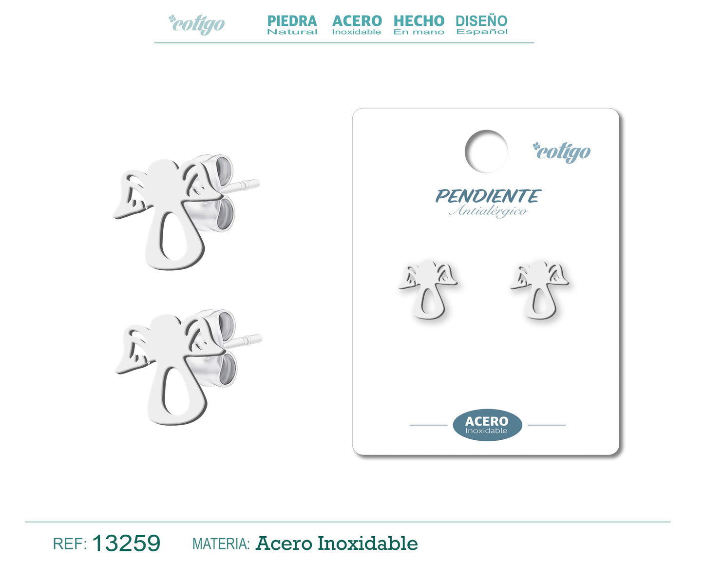 Pendiente Acero  Inoxidable color Plateado