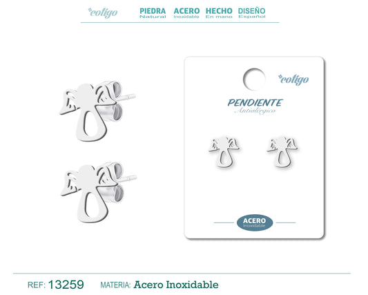 Pendiente Acero  Inoxidable color Plateado