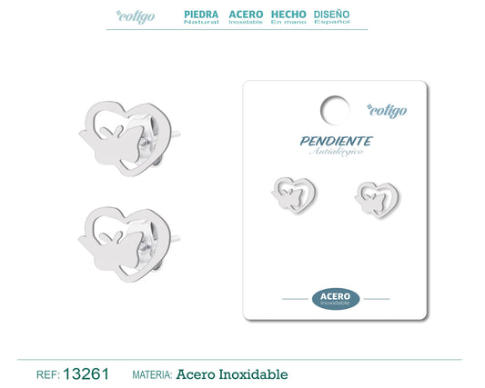 Pendiente Acero  Inoxidable color Plateado