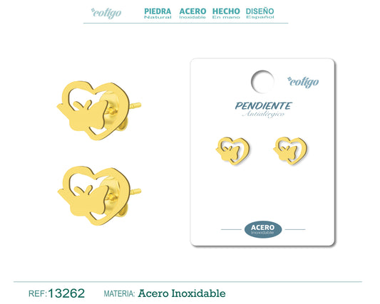 Pendiente Acero  Inoxidable color Dorado