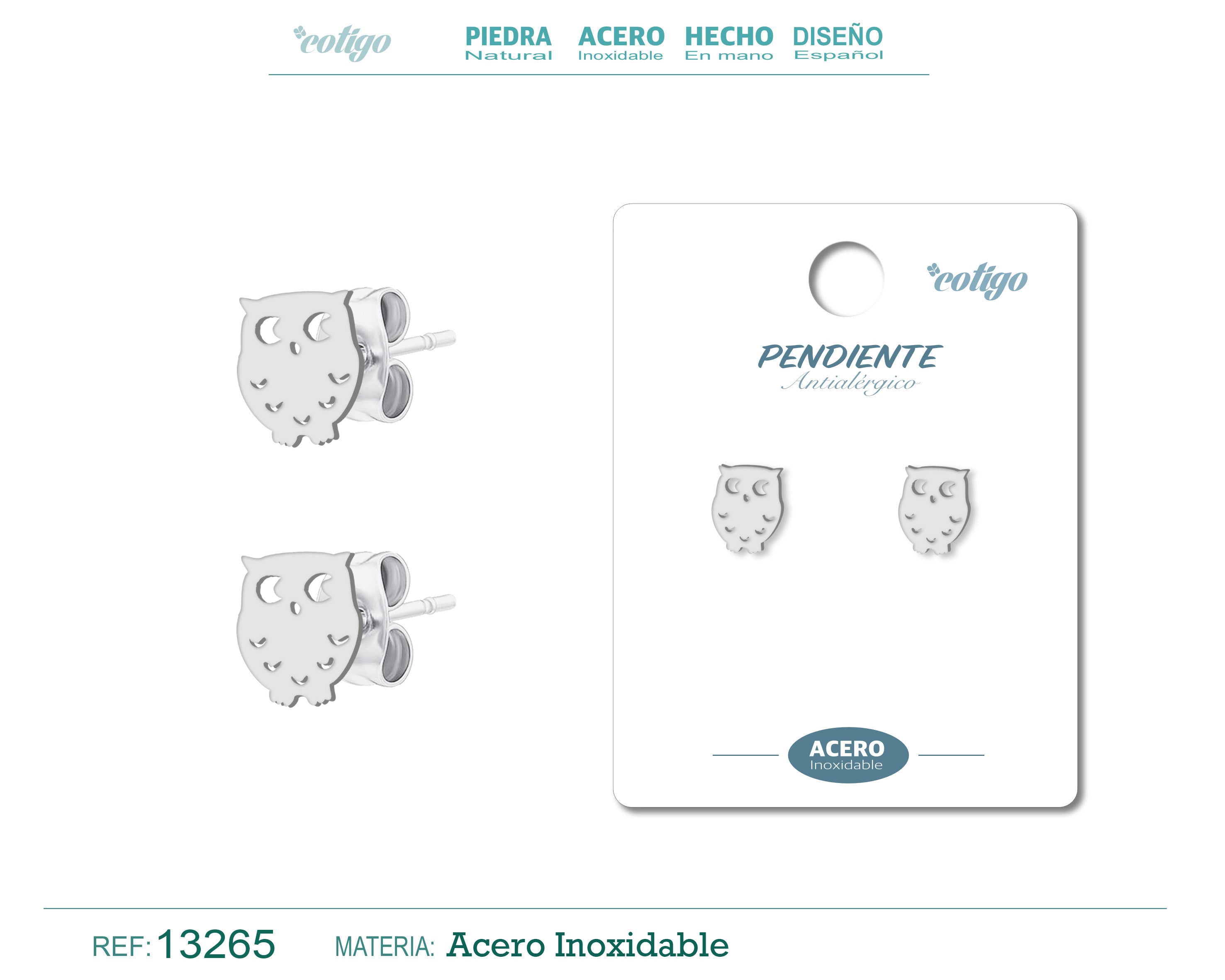 Pendientes de Gato en Acero Inoxidable en acabado plateado – vista principal del diseño gato