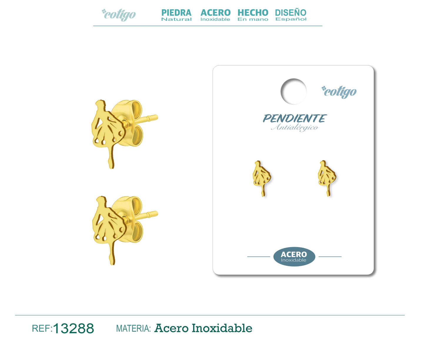 Pendiente Acero  Inoxidable color Dorado