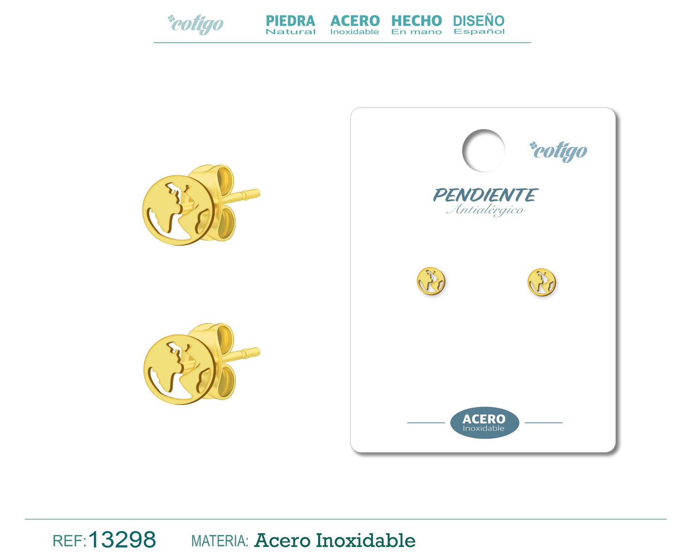 Pendiente Acero  Inoxidable color Dorado