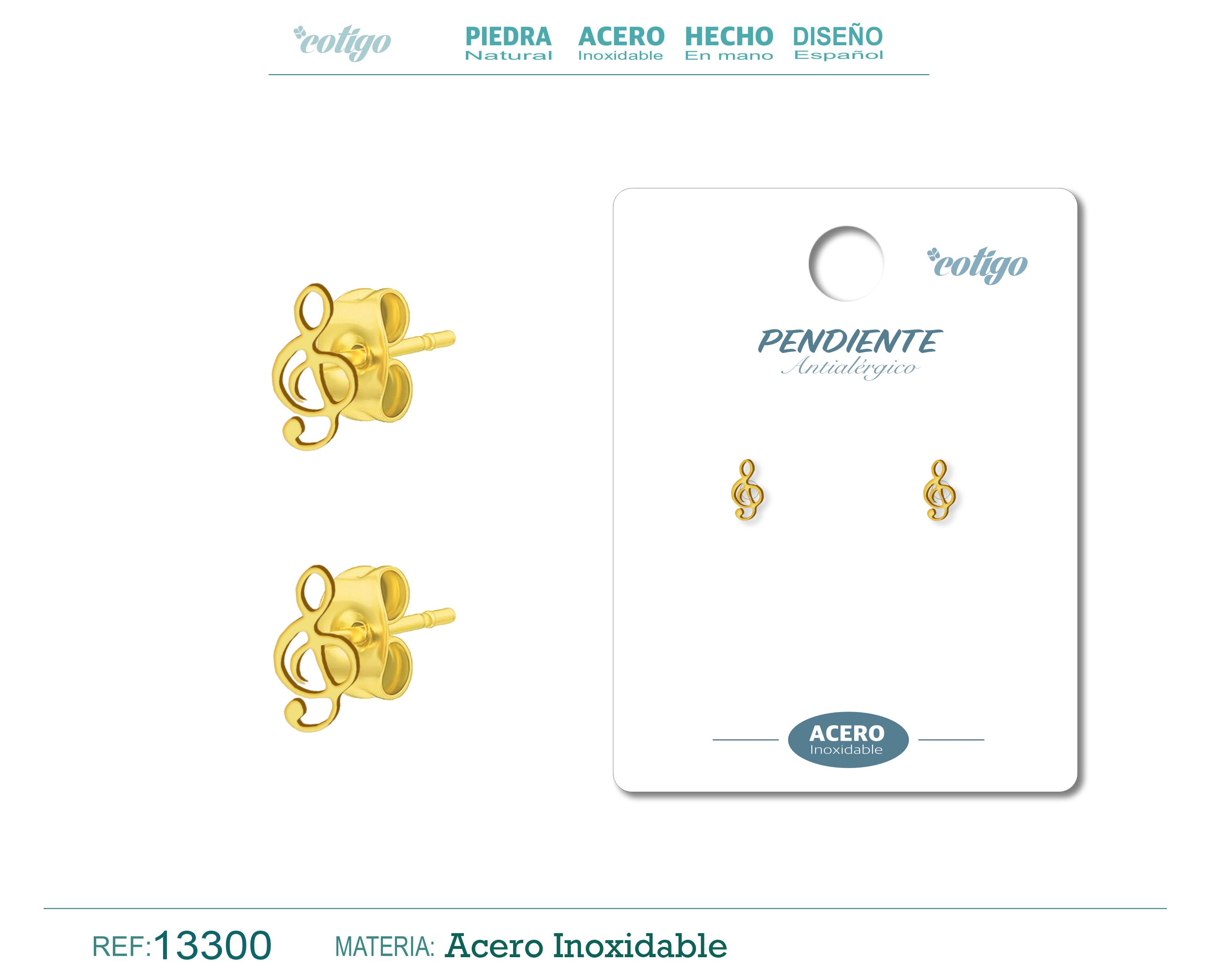 Pendientes de Clave de Sol en Acero Inoxidable – vista principal del diseño clave de sol