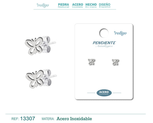 Pendiente Acero  Inoxidable color Plateado