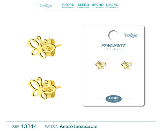 Pendiente Acero  Inoxidable color Dorado