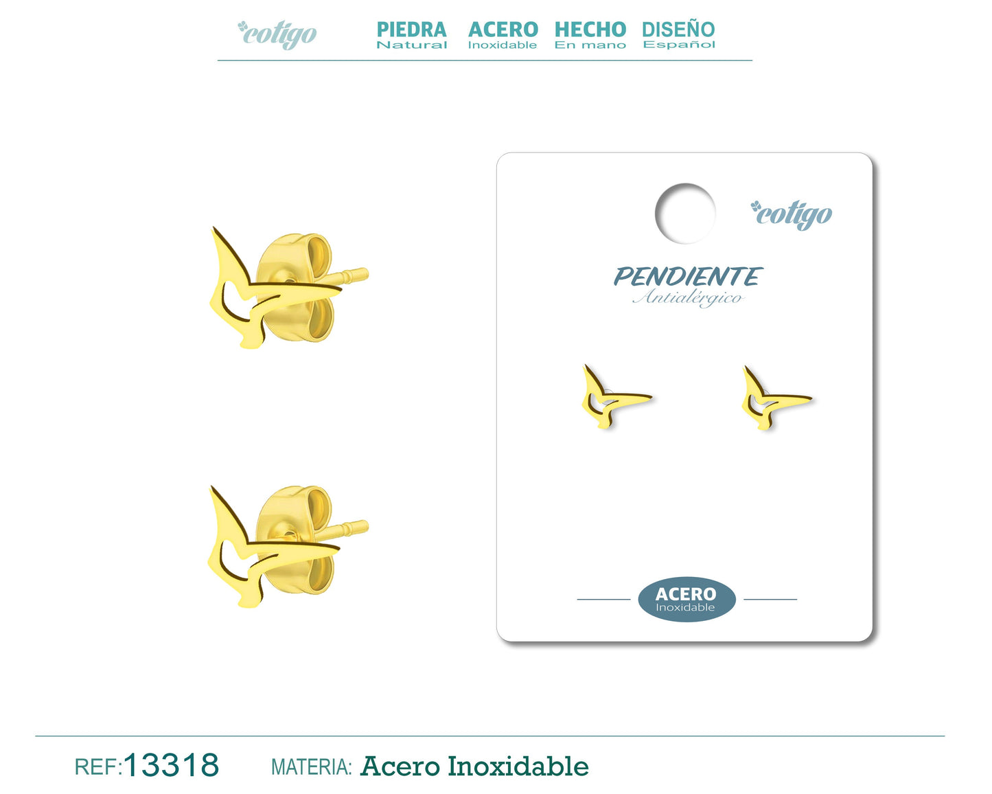 Pendiente Acero  Inoxidable color Dorado