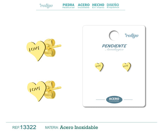 Pendiente Acero  Inoxidable color Dorado