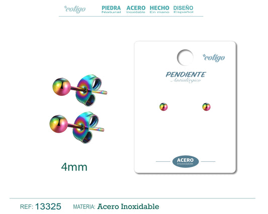 Pendiente Bola 4mm Acero color Multicolor