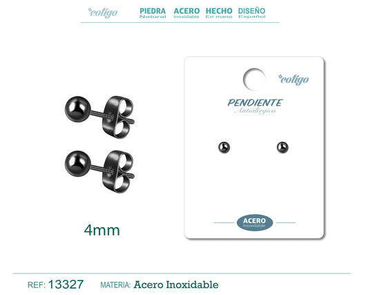 Pendiente Bola 4mm Acero color Negro