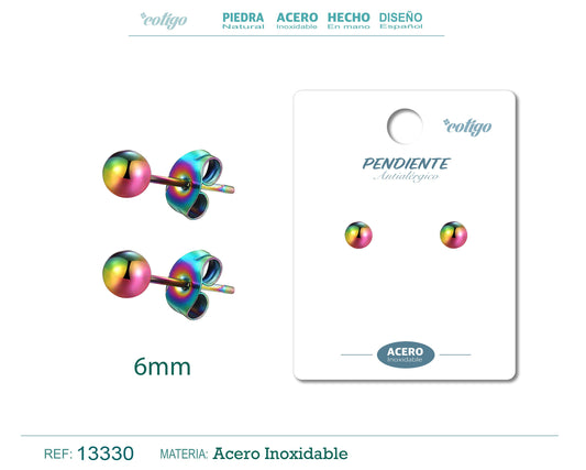 Pendiente Bola 6mm Acero color Multicolor