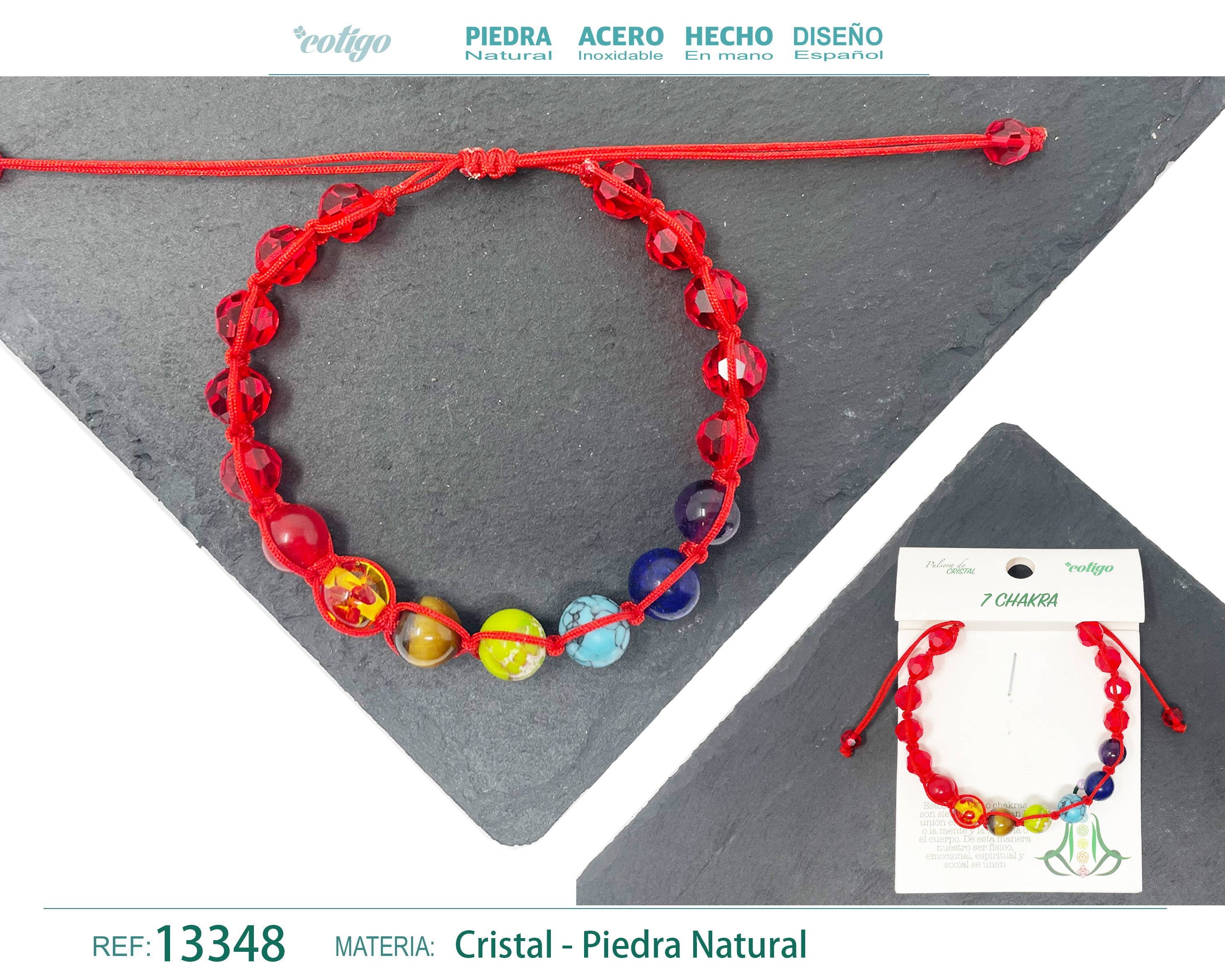 Pulsera 7 Chakras con cristal de Hilo Trenzado - cotigo