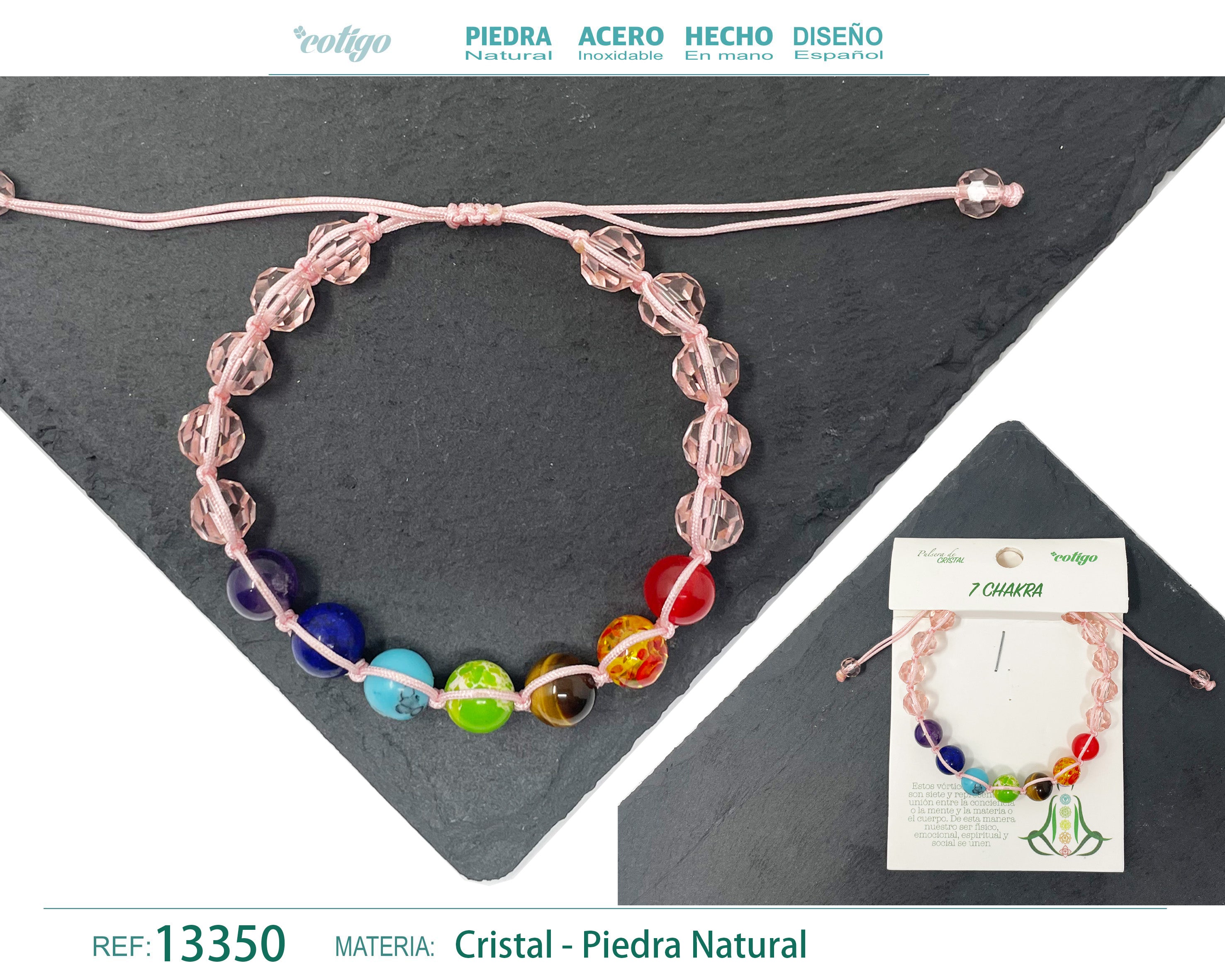 Pulsera 7 Chakras con cristal de Hilo Trenzado - cotigo
