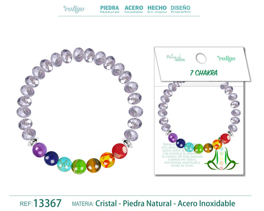 Pulsera 7 Chakras con cristal de Hilo Elástico