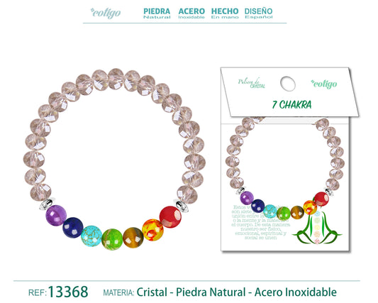 Pulsera 7 Chakras con cristal de Hilo Elástico