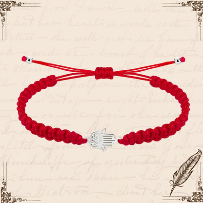 Pulsera Hilo Destino Rojo-Mano Fatima Plateado