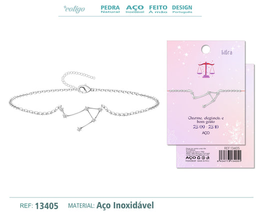 Pulsera Mapa Estelar del Zodiaco Libra Dorado con Stras