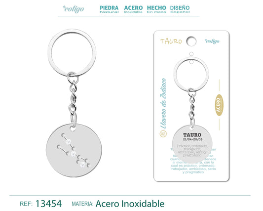 Llavero Acero con Zodiaco Tauro
