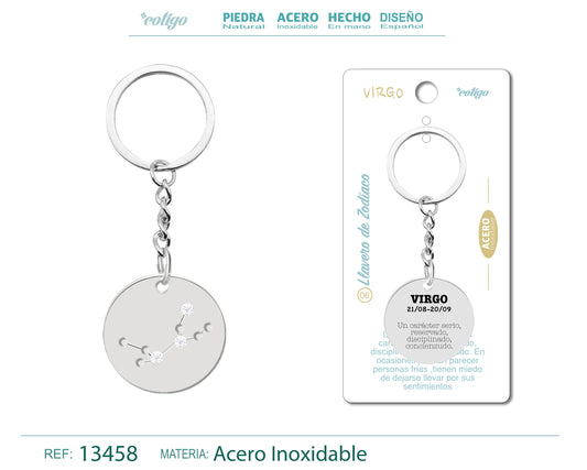 Llavero Acero con Zodiaco Virgo