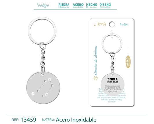 Llavero Acero con Zodiaco Libra