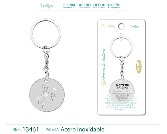 Llavero Acero con Zodiaco Sagitario