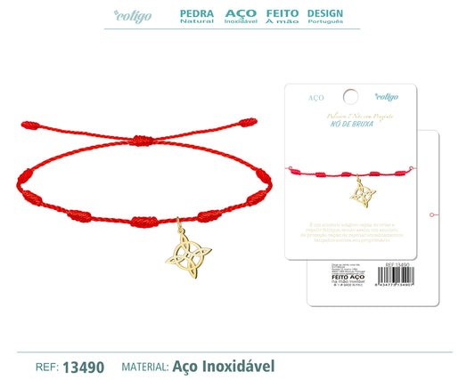 Pulsera 7 Nudos con Nudo Bruja color Dorado
