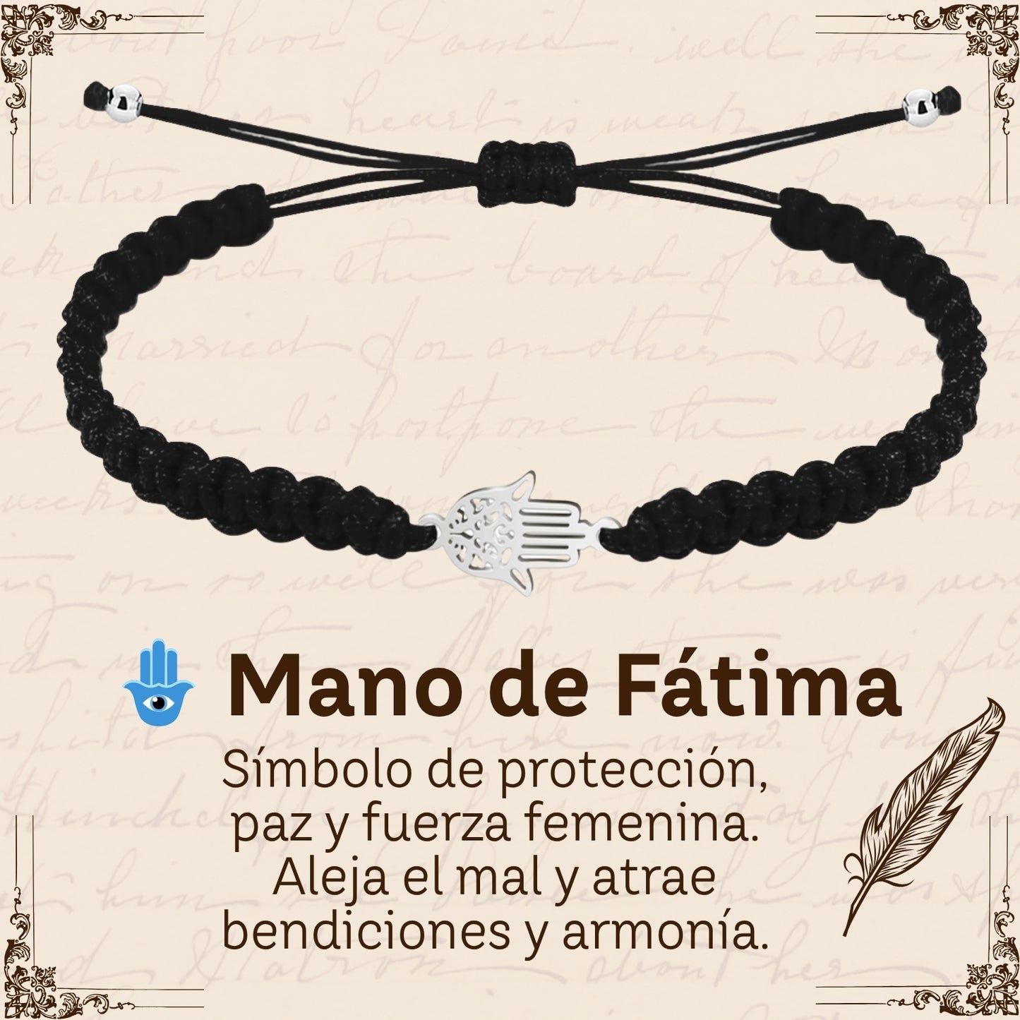 Pulsera Hilo Destino Hecho a Mano 🧵 con Amuleto de Suerte y Protección 🍀 en Acero Inoxidable 💎
