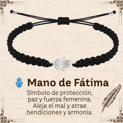 Pulsera Hilo Destino Hecho a Mano 🧵 con Amuleto de Suerte y Protección 🍀 en Acero Inoxidable 💎